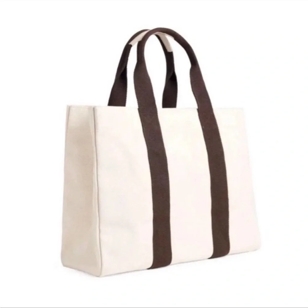 Le Bar Marche La Plage Oversized Beach Tote Curateur Rachel Zoe Beige NWT - Picture 2 of 10